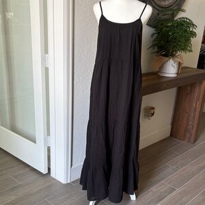 NWT Salty Lemon Gauze Cotton Black Maxi Dress Size M